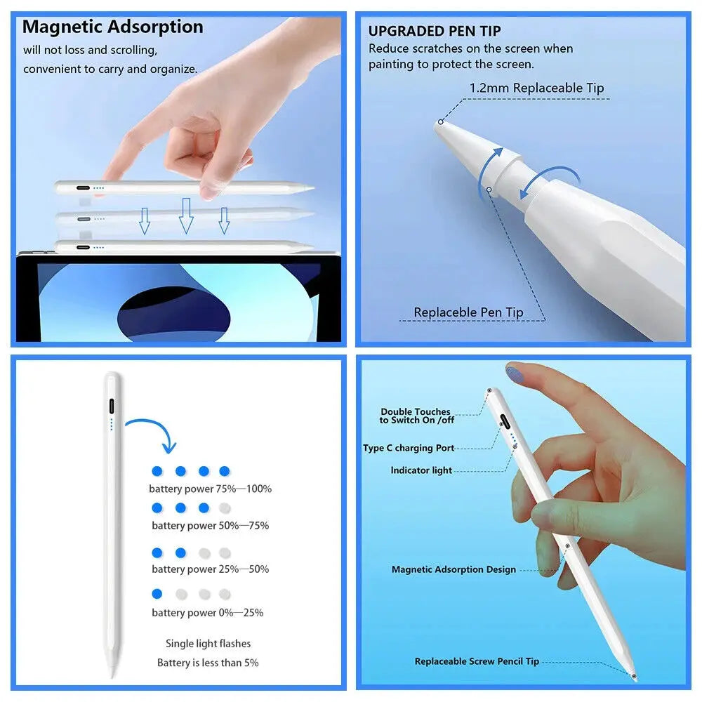 Apple Pencil Stilo Compatibile,  Penna Stilo Magnetica  Ipad pro  Ricarica USB C