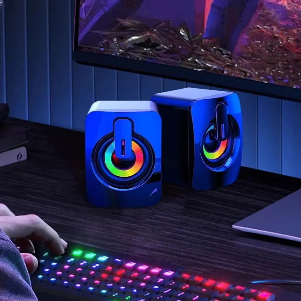 Casse USB LED Potenti e Compatte - Suono di Qualità, Luci RGB, Ideali per PC