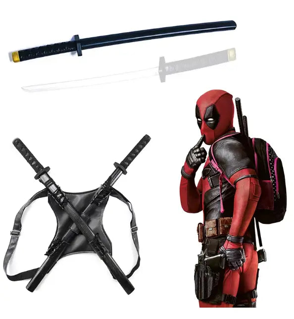 Katana Doppia Deadpool Con Fodera - 61 cm 🥷🔴 Nuovo 🥷🔴