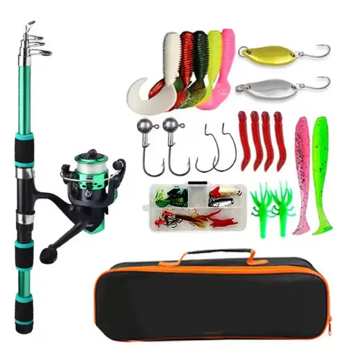 Kit da Pesca Completo - Canna Telescopica con Mulinello, Esche e Custodia 🎣