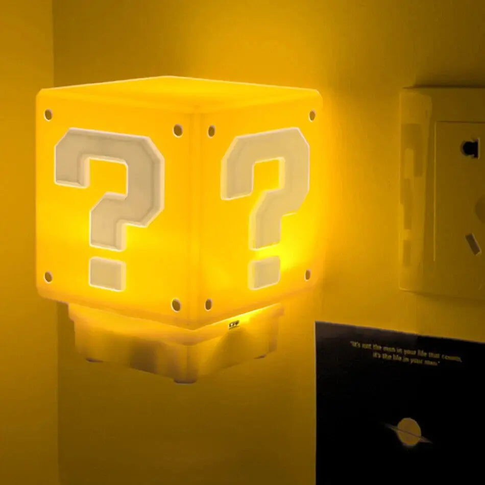 💡 Lampada Cubo Interrogativo Super Mario Bros con Suono | USB Ricaricabile 🌟