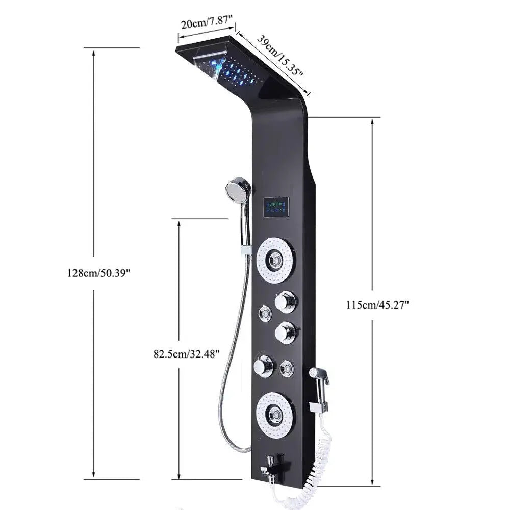 Pannello doccia idromassaggio LED Colonna Acciaio Inox cascata soffione