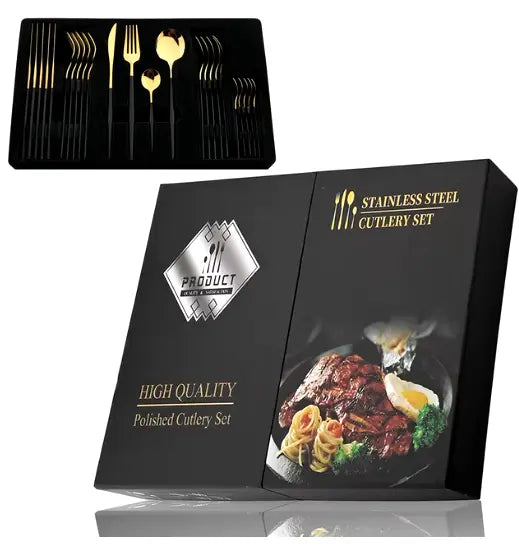 Posate Cucina - Set Completo 24 pz - Oro - Griggio