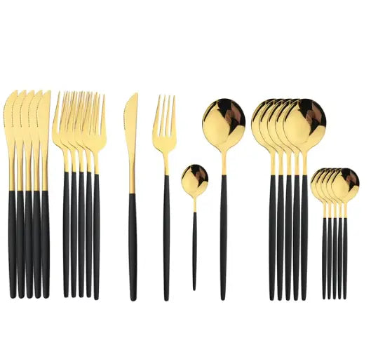 Posate Cucina - Set Completo 24 pz - Oro - Griggio