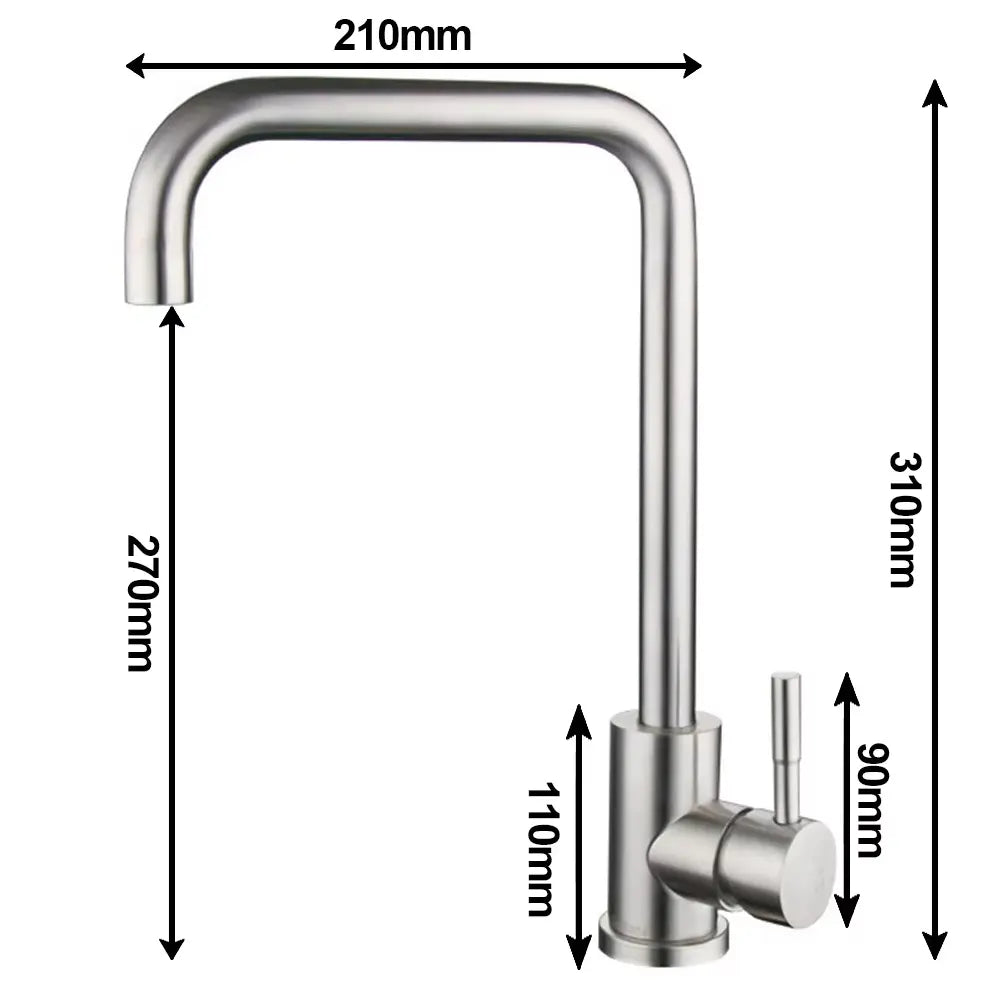 Rubinetto Cucina Acciaio Inox Inossidabile Lavello Miscelatore Acqua Lavandino